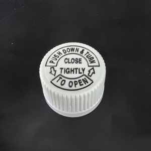 Bouchon de sécurité enfant 28 mm, bouchon CRC, couvercle à vis en plastique, fermetures de bouteilles pour enfants avec bouchons noirs à inscription - Product Image 1