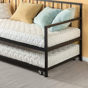 Twin <strong>Daybed</strong> and Trundle Set <strong>Metal</strong> <strong>Daybed</strong> and Trundle Set Bed Frame Steel Slat Support Black Iron Classic Furniture Modern FL - Product Image 5