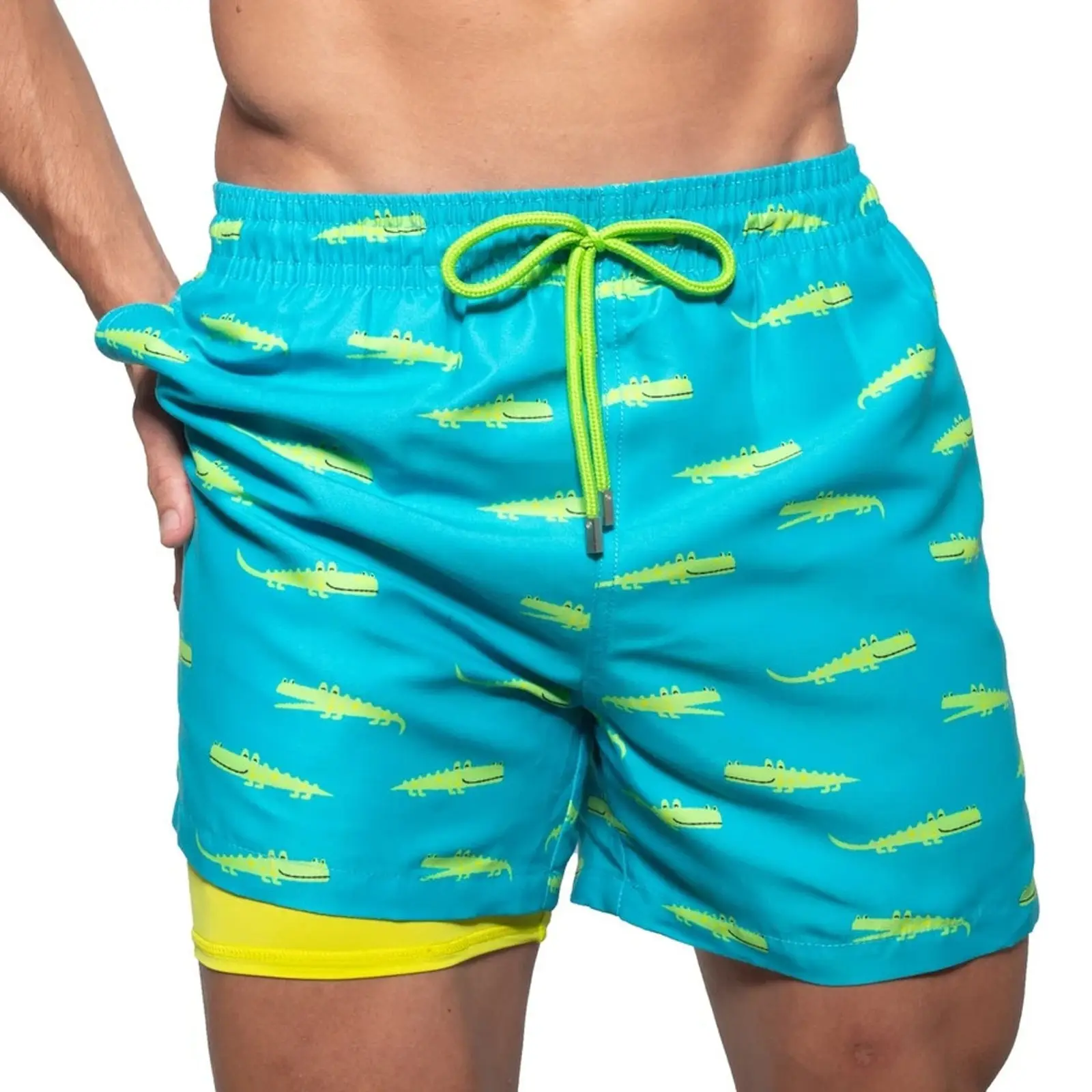 2022 Summer New Athletic Shorts Men'S Stylish Printed Double Designer Custom Swimming Trunks