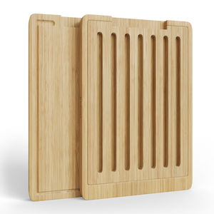 Planche à découper personnalisée en bois bambou <span class=keywords><strong>pain</strong></span> avec ramasse-miettes intégré - Product Image 3