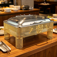 Plat de service de luxe en acier inoxydable doré 9L, chauffé à l'alcool, idéal pour les buffets d'hôtel et les restaurants – Meilleures ventes
