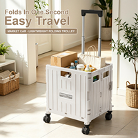 Chariot pliable à roulettes en PP écologique pour la cuisine, le stockage alimentaire et les courses - Capacité 45/65L