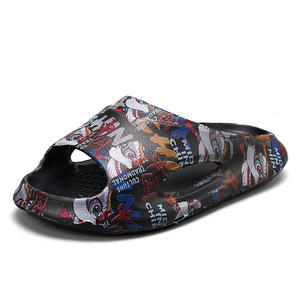 Sandales compensées imprimées style chinois, semelle épaisse 4.0, confortables, pour homme, été, extérieur - Product Image 4