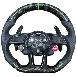 Volant de <span class=keywords><strong>sport</strong></span> complet en fibre de carbone et cuir pour <span class=keywords><strong>Audi</strong></span> TT R8 A3/A4/B9/A5 RS3/RS4/RS5 S3/S4/S5 Panamera Cayenne Cayman - Product Image 2