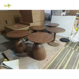 Asiento de fibra de vidrio, combinación de <span class=keywords><strong>mesa</strong></span> de centro, descanso de hotel, grano de madera, forma <span class=keywords><strong>semicircular</strong></span>, <span class=keywords><strong>mesa</strong></span> de centro de setas - Product Image 3