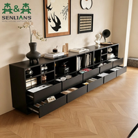 Armoire de rangement moderne en bois noir SLS pour chambre et salon, grande capacité, durable