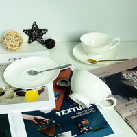 Ensemble de tasses à cappuccino et de thé en céramique blanches élégantes, style sobre, pour cadeaux promotionnels, entreprises, vendeurs