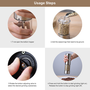 Adjustable <b>Coarseness</b> Electric Grinder, One-Touch Operation, Food-Grade for Pepper, <b>Salt</b> & Spices in Kitchen - Product Image 6