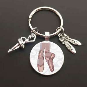 Ballet Danseur Figure Porte-clés Verre Fille Peinture À L'huile Porte-clés En Métal Convient Filles Mode Qui Aiment La Danse - Product Image 5