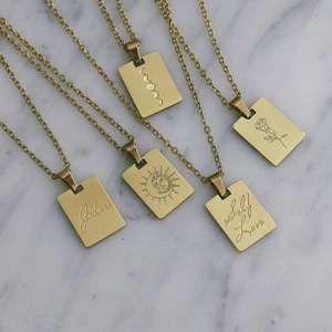 Collier tendance Anti-ternissement pour femmes, inscription personnalisée, texte gravé, bijoux en acier inoxydable plaqué or 18K, <span class=keywords><strong>2022</strong></span> - Product Image 5