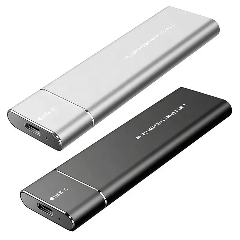 Caja SSD externa de Venta caliente USB C 3,1 2 en 1 SSD M.2 NVME Y NGFF Caja de caja de disco duro