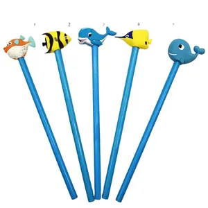 2021 Cute Custom ized Ocean Animal Doppelseite Bleistift Silikon kautschuk Soft Pvc Pencil Topper