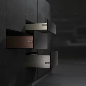 NUOMI Home Hardware Kotak Laci Seri Sederhana dengan Perosotan Halus untuk Dapur Sampanye Emas