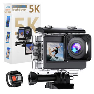 Caméra d'action professionnelle à double écran avec stabilisation gyroscopique 6 axes EIS, microphone externe, WiFi natif 5K, vente en gros d'usine - Product Image 1