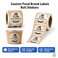 Autocollants décoratifs personnalisés pour assiettes de desserts - Étiquettes adhésives imperméables pour bols à fruits, yaourts et emballages de pâtisseries