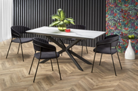 Table à manger extensible personnalisée moderne de haute qualité Table à manger extensible de luxe en marbre artificiel blanc à base de métal classique