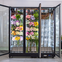 Réfrigérateur commercial vertical à porte vitrée pour exposition de fleurs, à économie d'énergie