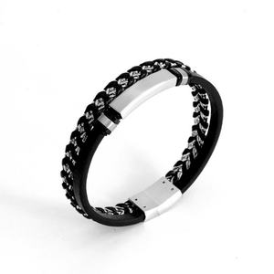 Custom Non Tarnish <b>Men</b> Bracelet Luxury 14k 18k Gold Plated 316l Stainless Steel Leather Braided Bracelet <b>for</b> <b>Men</b> - Product Image 5