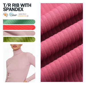 Tissu côtelé extensible en polyester TR avec élasthanne pour manchette de robe de yoga pour femme - Product Image 1