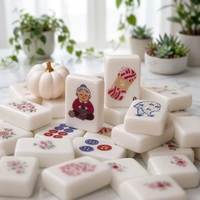 Juego de Mahjong de Lujo con Hilos Acrílicos y Diseño de Gatos, Mesa de Mahjong Plegable Moderna para 4 Jugadores, para Amantes de los Gatos