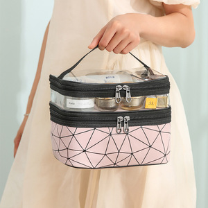 Cosmetic Bag Double Layer Waterproof PVC <b>Storage</b> Travel <b>Toiletry</b> Case Green Pink Black Silver Blue - Product Image 4