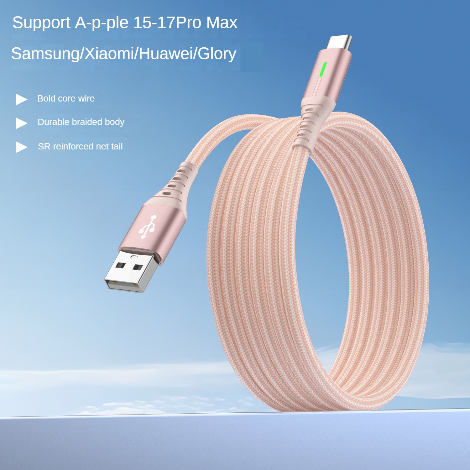 Câble USB-C en nylon Tianzhu rose