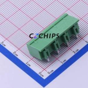KF2EDGRC-7.62-4P Plug-in Terminal Block Bent Lead Through Hole,P=7.62mm Board-to-Board / Socket - Closed 1x4P 7.62mm Green - Product Image 2