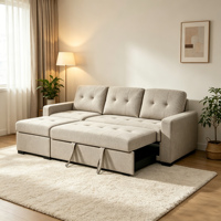 Canapé-lit moderne en tissu extensible et pliable multifonctionnel avec structure métallique pour salon, canapé-lit convertible