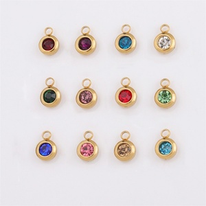 Pendentifs en Zircon Classiques Plaqué Or en Acier Inoxydable pour la Fabrication de Bijoux, Breloques Délicates pour Femmes et Enfants, 12 Pierres de Naissance en Gros - Product Image 1