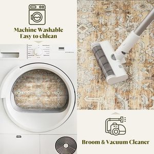 Tappeti lavabili <span class=keywords><strong>in</strong></span> <span class=keywords><strong>lavatrice</strong></span> con tappeti antiscivolo per <span class=keywords><strong>soggiorno</strong></span> <span class=keywords><strong>in</strong></span> camera da letto con stampa floreale <span class=keywords><strong>tappeto</strong></span> resistente alle macchie - Product Image 5