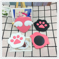 Miroir de maquillage en silicone personnalisé avec motif de patte de chat, petit miroir rond portable pour filles