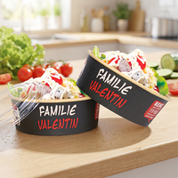 Conteneur alimentaire avec logo imprimé 500ml 750ml 900ml Bol en papier jetable pour salade avec couvercle