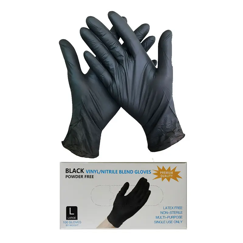 Boîte de vente en gros de gants en Nitrile enduit, pas cher, bleu, noir, sans poudre, Guantes de Nitrile, 100