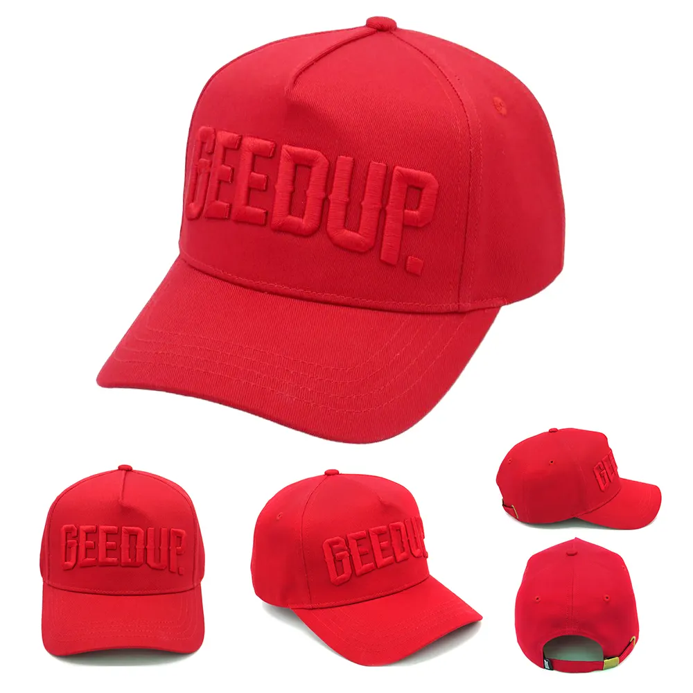 थोक कैप्स निर्माताओं ODM 3d कश उठाया कढ़ाई लाल कपास 5 पैनल बेसबॉल टोपी 9 चालीस एक फ्रेम टोपी k फ्रेम टोपी