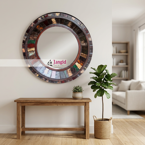 Miroir rond en bois recyclé vintage indien avec cadre fait main, décoration de salon, miroir de salle de bain pour hôtel, ferme - Product Image 5