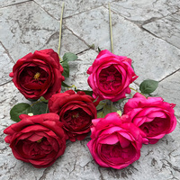 Hochwertige Großhandels-Seidenrosen mit 3 Köpfen, Künstliche Blumen für Heim, Hochzeit, Party und Event-Dekoration