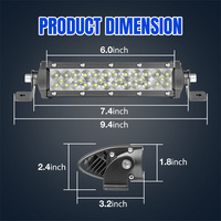 Barre lumineuse LED 12V 60W à faisceau combiné tout-terrain, 2 pièces, lumière blanche, 6 pouces, pour voiture, marche arrière, zone de travail, éclairage de cargaison