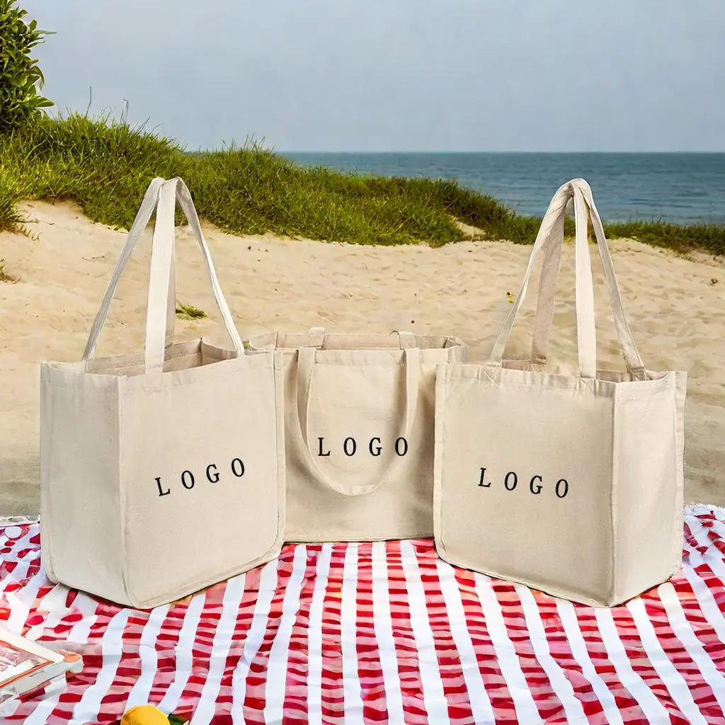 Custom Logo Durable Extra Large Heavy Duty Custom Logo Eco Canvas Tote Bag With Custom Logo Grocery Cotton Tote Bag