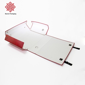 Baoren Factory Price Rigid Paperboard Gift <b>Boxes</b> With Snap Button Red Rectangle High-End Small Business Folding Packaging Box - Product Image 5
