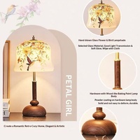 Lampe de table florale et ornée d'oiseaux, style Dinastie Song, haut de gamme, longue durée, vintage, style chinois, design du milieu du siècle, ambiance chaleureuse pour chambre à coucher