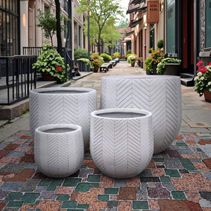 Pots de jardinage d'extérieur durables et écologiques en fibre de verre émaillée multicolores, best-sellers, avec trou de drainage Meiling - Product Image 6