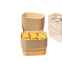 Boîtes à lunch jetables en papier kraft, boîtes de pique-nique, boîtes à lunch pour l'emballage des aliments et des fruits, boîtes en papier
