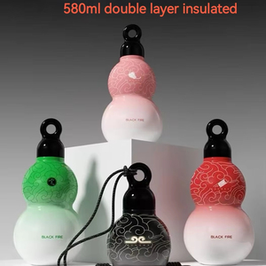 Nouveau produit, bouteille d'eau en acier inoxydable 316 à double paroi isolée de 580 ml, forme de <span class=keywords><strong>gourde</strong></span>, thermos pour boissons chaudes et froides - Product Image 6