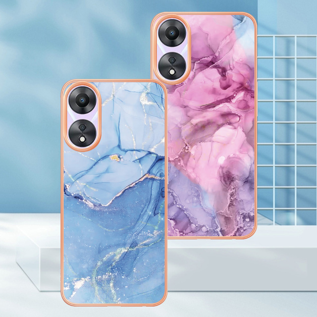 Marble Flower Texture Shockproof TPU Bumper Phone Case for OPPO Reno 12F 12 11F 11 Pro A80 A3 A60 A79 A25 A58 A78 A98 IMD Cover