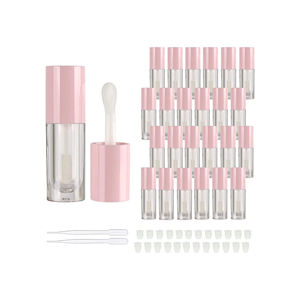 Tubes de gloss à lèvres ronds dorés lumineux avec applicateur volumineux, tubes de gloss à lèvres blancs de 6,5 ml avec logo personnalisé - Product Image 1