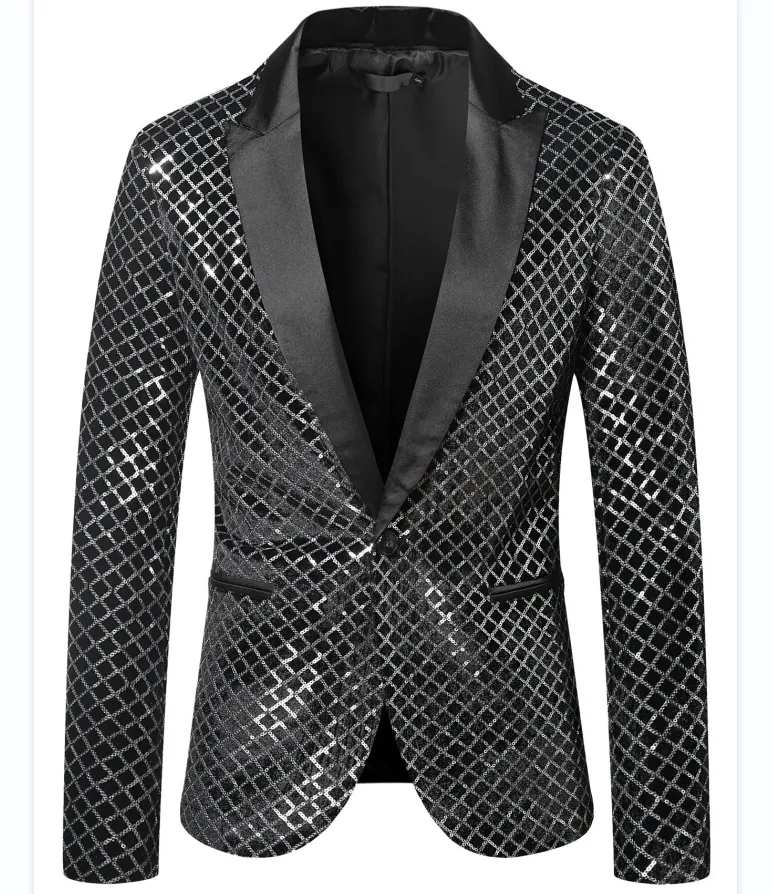 New Hot Fashion Suits Suit Jacket Performance Clothing Wholesale Men's Sequin 1 Piece Adults Knitted Wedding Dress Plus Size 2xl