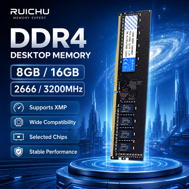 RuiChu DDR4 8GB/16GB 2666MHz/3200MHz ECC Desktop RAM Module 288PIN DIMM PC Upgrade XMP 2.0 Gaming Compatible in Stock