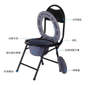 Muebles de hospital Silla de inodoro plegable con respaldo Equipo de seguridad para personas mayores o discapacitadas - Product Image 4