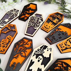 Ataúdes de Madera al por Mayor para Halloween, Juguetes de Ataúd de Gato Negro Cortado con Láser para Halloween, Ataúd de Casa Espeluznante, Decoración de Halloween - Product Image 2