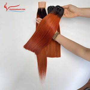 100% cabello humano vietnamita Bone Straight Bundles ombre color naranja con cierre extensiones de cabello vietnamita crudo - Product Image 1